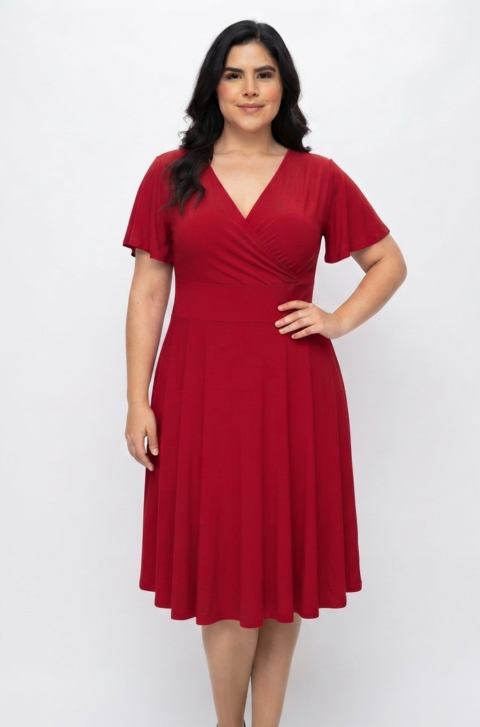 Vestido escote cruzado midi