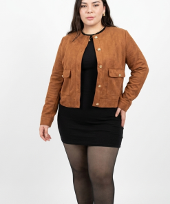 Chaqueta de Gamuza sin Cuello