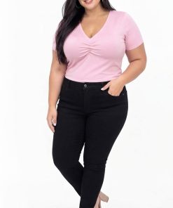 Alternative view of BLUSA ESCOTE ARRUCHE MANGA CORTA