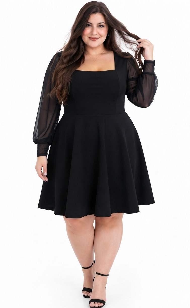 VESTIDO SESGADO ESCOTE CUADRADO